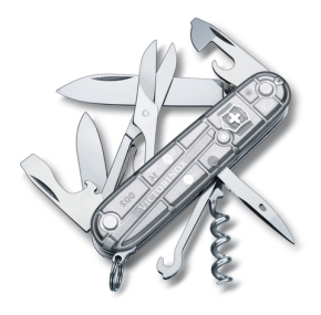1.3703.T7 Victorinox Climber Silver tranlucent Нож складной 91мм 14 функций