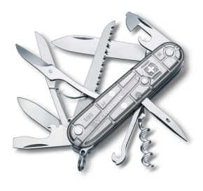 1.3713.T7 Victorinox Huntsman Silver tranlucent Нож складной 91мм 15 функций
