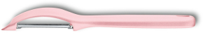 7.6075.52 Нож для чистки овощей VICTORINOX Swiss Classic Trend Colors, двустороннее зубчатое поворотное лезвие из нержавеющей стали, рукоять из пластика светло-розового цвета, в картонной коробке с подвесом